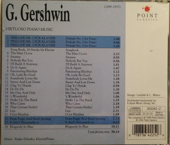 George Gershwin - Mario-Ratko Delorko : Virtuoso Piano Music (CD)