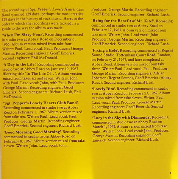 The Beatles : Sgt. Pepper's Lonely Hearts Club Band (CD, Album, RE)