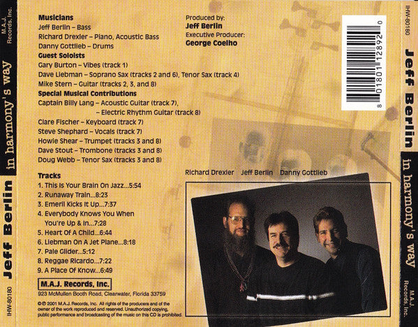 Jeff Berlin : In Harmony's Way (CD, Album)