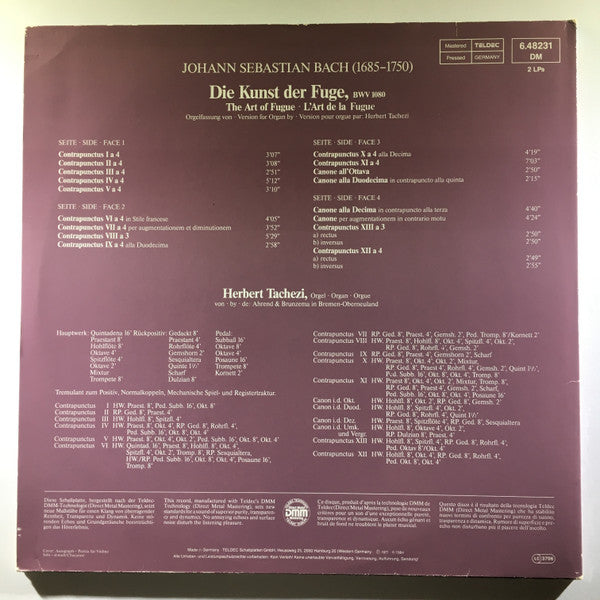 Johann Sebastian Bach - Herbert Tachezi : Die Kunst Der Fuge (2xLP, RE, S/Edition)
