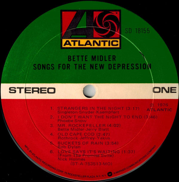 Bette Midler : Songs For The New Depression (LP, Album, MO-)