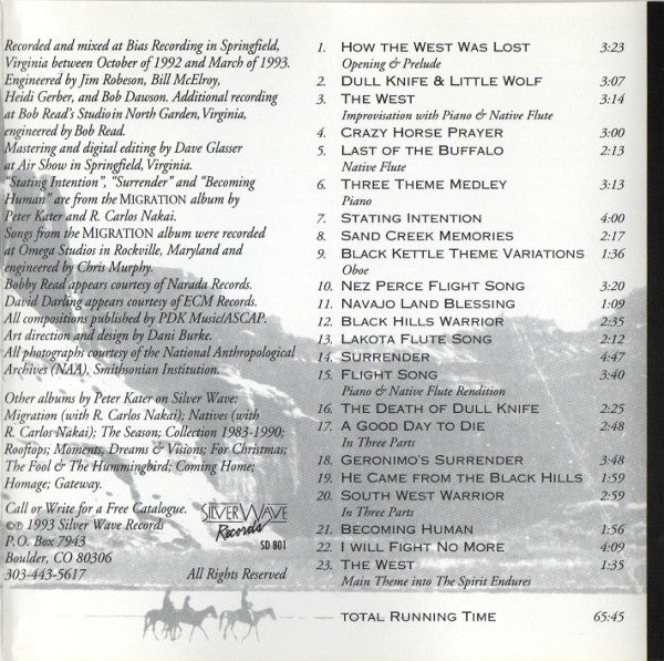 Peter Kater & R. Carlos Nakai : How The West Was Lost (CD, Album)