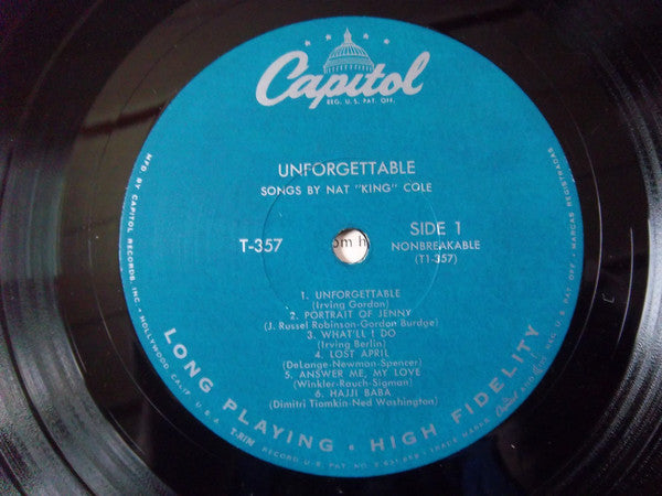 Nat King Cole : Unforgettable (LP, Album, Mono, RP, Tur)