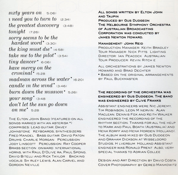 Elton John With Melbourne Symphony Orchestra : Live In Australia (CD, Album)