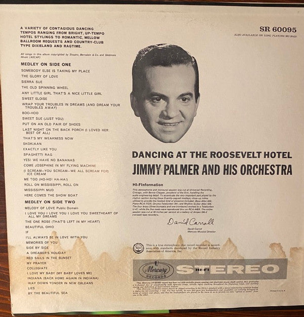 Jimmy Palmer And His Orchestra : Dancing At The Roosevelt (LP, Album)