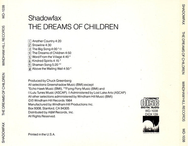 Shadowfax : The Dreams Of Children (CD, Album)