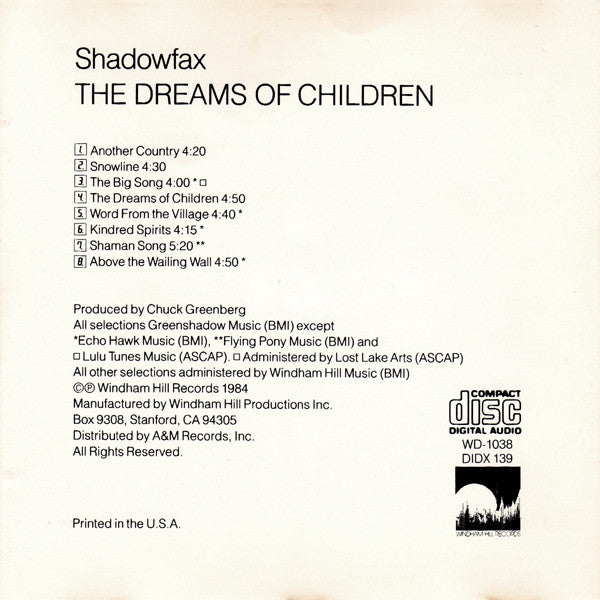Shadowfax : The Dreams Of Children (CD, Album)