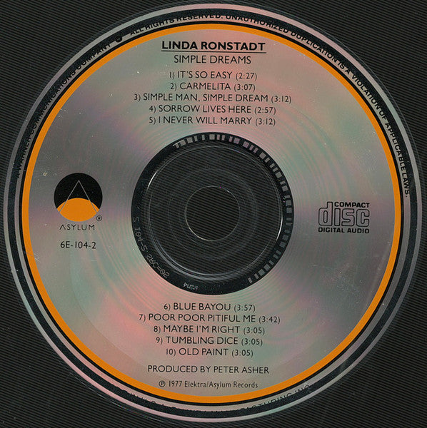 Linda Ronstadt : Simple Dreams (CD, Album, Club, RE)