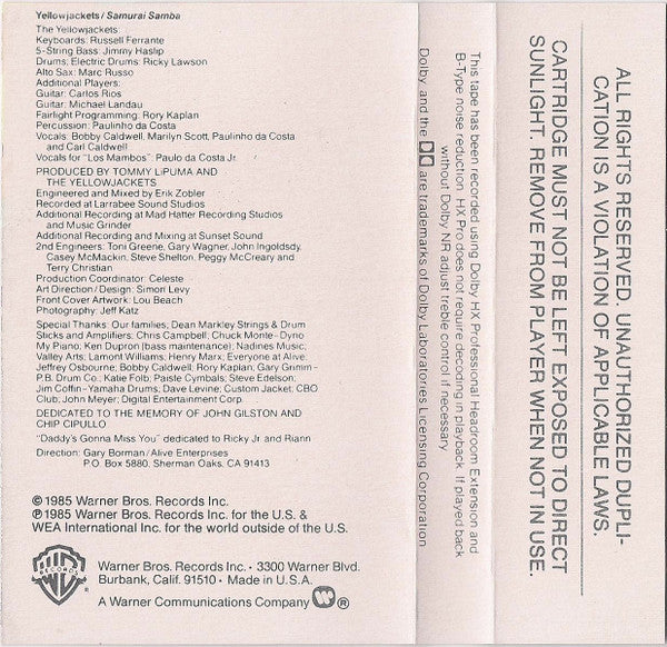 Yellowjackets : Samurai Samba (Cass, Album)