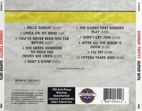 Conway Twitty : Super Hits (CD, Comp, RE)
