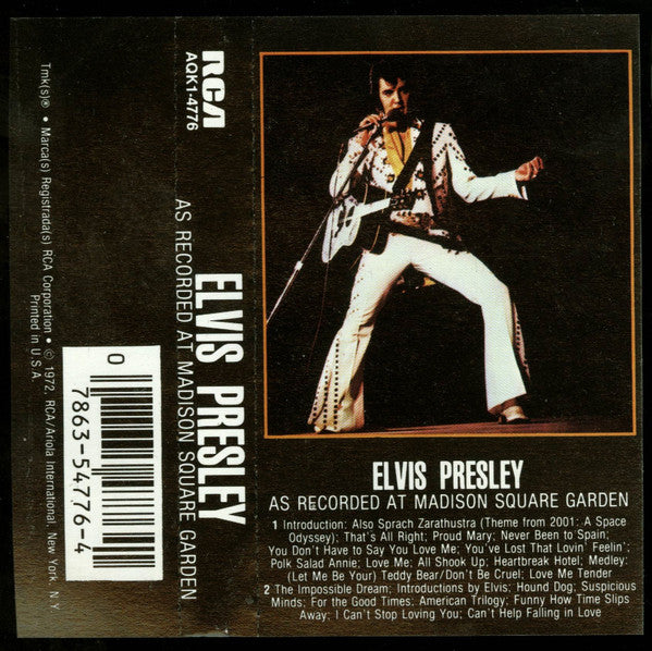 Elvis Presley : Elvis As Recorded At Madison Square Garden (Cass, Album, RE, Son)