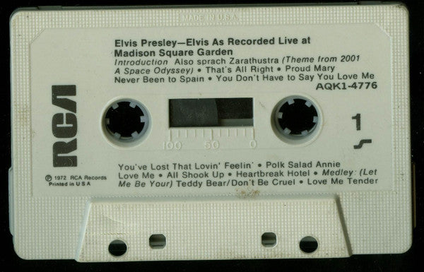 Elvis Presley : Elvis As Recorded At Madison Square Garden (Cass, Album, RE, Son)