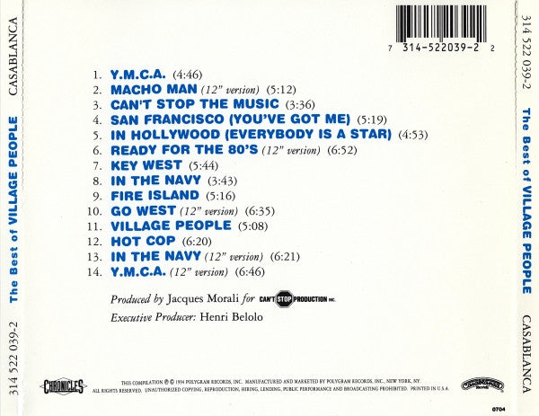 Village People : The Best Of Village People (CD, Comp, RM)