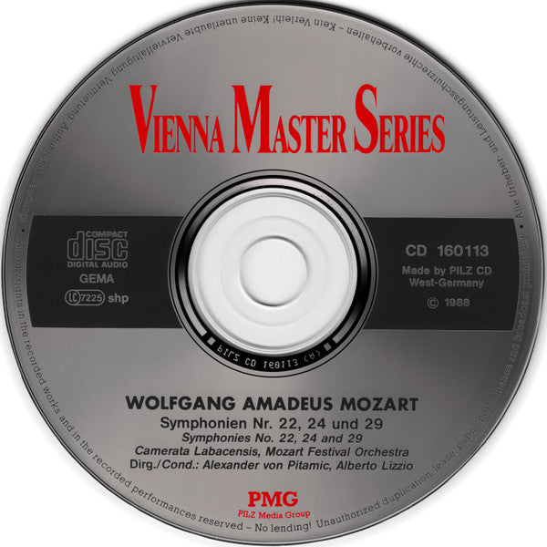 Wolfgang Amadeus Mozart, Camerata Labacensis, Mozart Festival Orchestra (2), Alexander von Pitamic, Alberto Lizzio : Symphonien Nr. 22, 24 und 29 (CD, Comp)