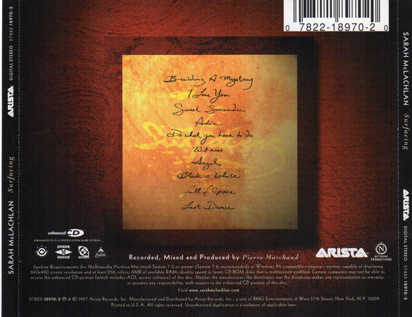 Sarah McLachlan : Surfacing (CD, Album, Enh, JVC)