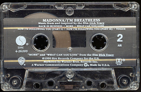 Madonna : I'm Breathless (Music From And Inspired By The Film Dick Tracy) (Cass, Album, AR,)