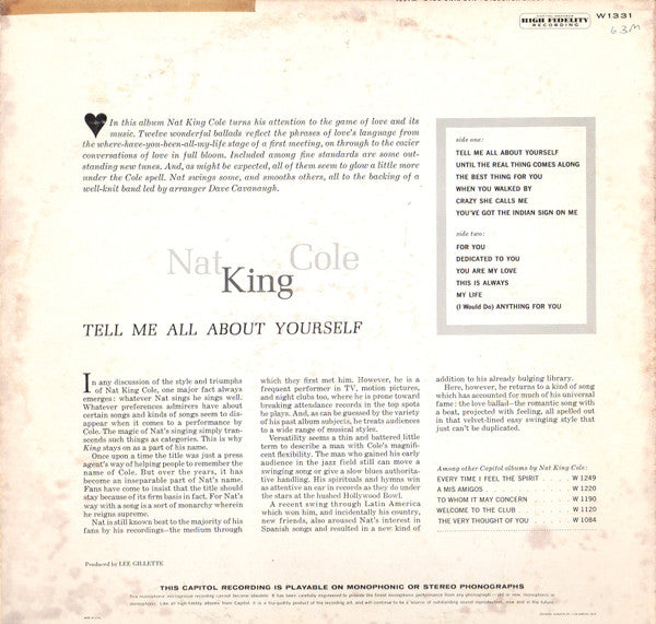 Nat King Cole : Tell Me All About Yourself (LP, Album, Mono, Scr)