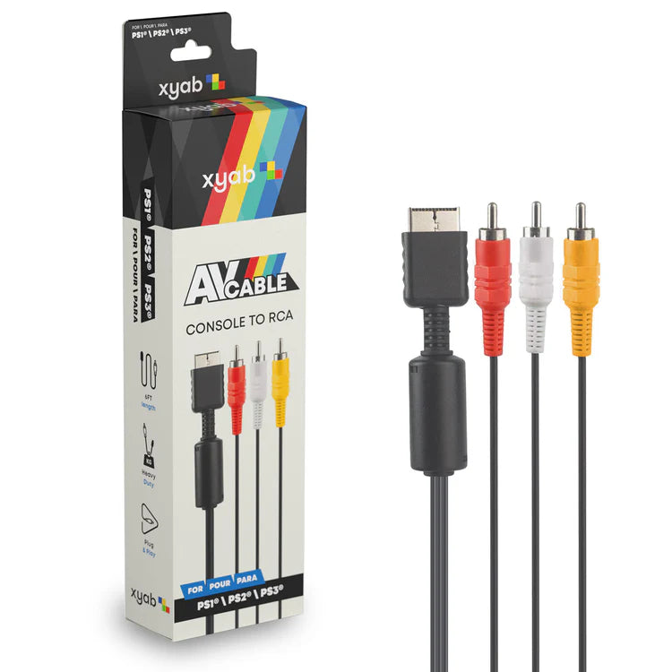 AV Audio Video Composite Cable For Sony PlayStation 1 2 3 PS1 / PS2 / PS3