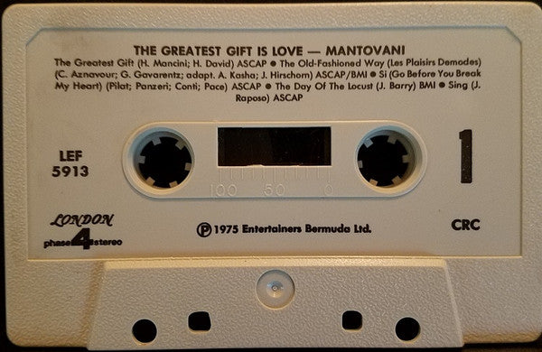 Mantovani And His Orchestra - The Greatest Gift Is Love (Cassette) (VG+) - Endless Media