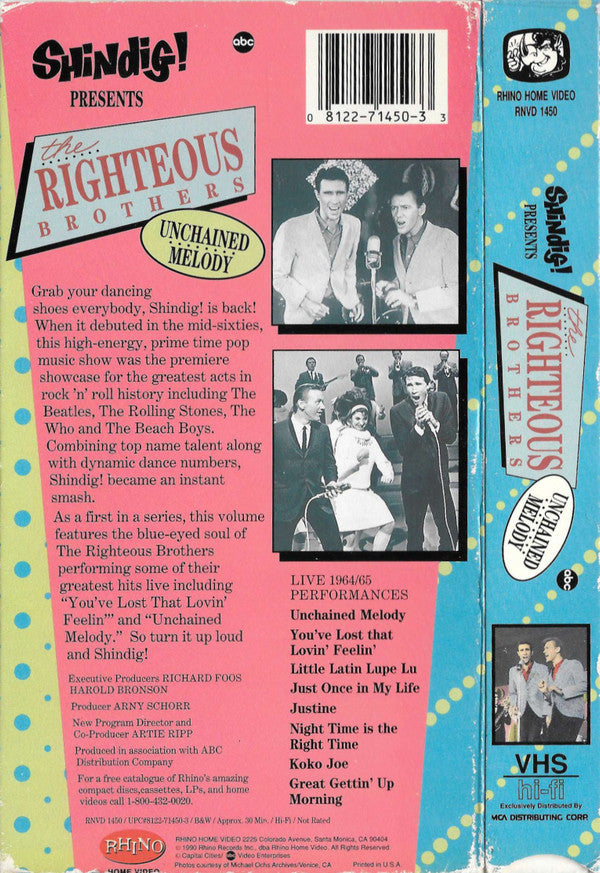 The Righteous Brothers : Shindig! Presents The Righteous Brothers (VHS, NTSC)