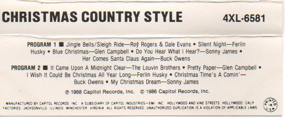 Various - Christmas Country Style (Cassette) (VG+) - Endless Media