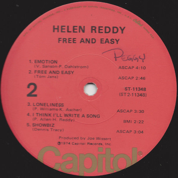 Helen Reddy - Free And Easy (LP) (VG+) - Endless Media