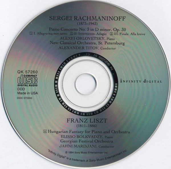 Sergei Vasilyevich Rachmaninoff, Franz Liszt - Rachmaninoff: Piano Concerto No. 3, Liszt: Hungarian Fantasy (CD) (NM or M-) - Endless Media