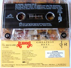 Alabama - Greatest Hits III (Cassette) (VG) - Endless Media