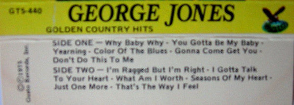 George Jones  - The Golden Country Hits Of George Jones (Cassette) (VG+) - Endless Media