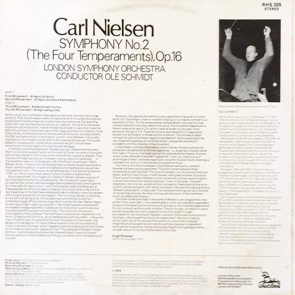 Carl Nielsen, Ole Schmidt, London Symphony Orchestra - Carl Nielsen Symphony No. 2 (The Four Temperaments), Op. 16 (LP) (VG+) - Endless Media