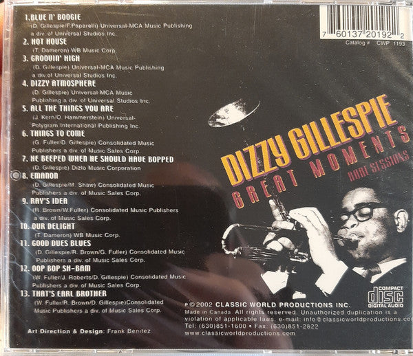 Dizzy Gillespie - Great Moments Rare Sessions (CD) (M) - Endless Media