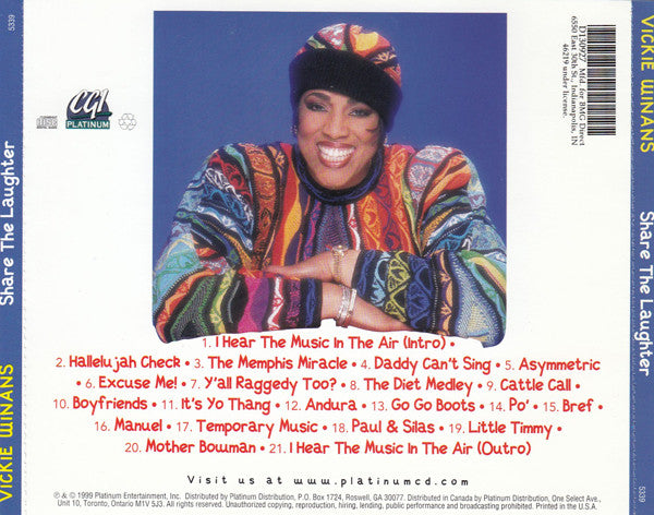 Vickie Winans - Share The Laughter (CD) (VG+) - Endless Media