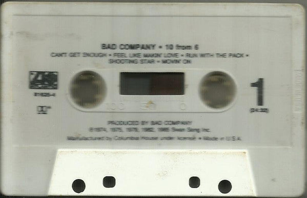 Bad Company  - 10 From 6 (Cassette) (VG) - Endless Media