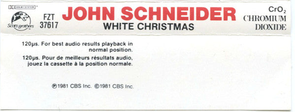 John Schneider - White Christmas (Cassette) (VG+) - Endless Media