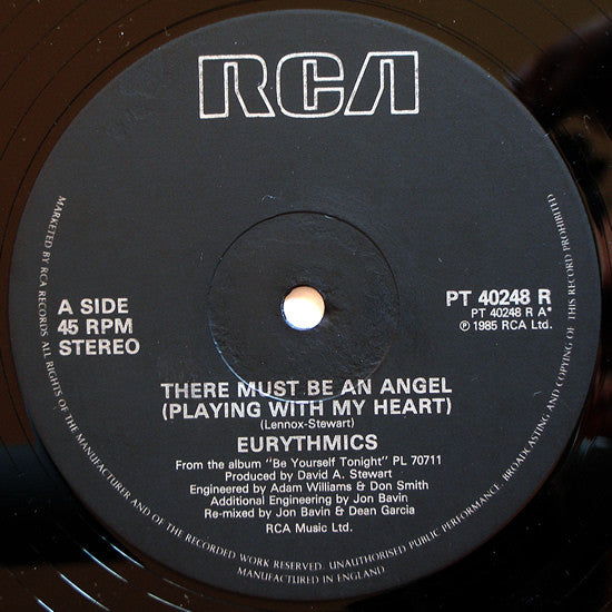 Eurythmics - There Must Be An Angel (Playing With My Heart) (Special Dance Mix !) (12") (G+) - Endless Media