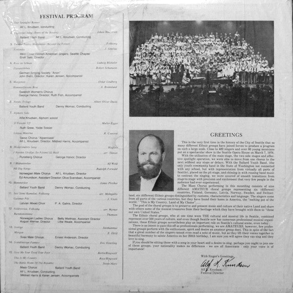 Various - Bicentennial Ethnic Song Festival of Seattle (2xLP) (VG) - Endless Media