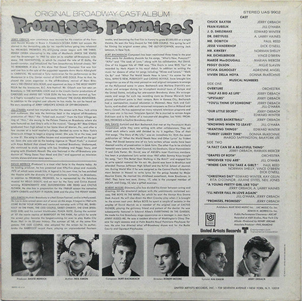 Burt Bacharach , Lyrics By Hal David / Starring Jerry Orbach, Jill O'Hara, Edward Winter , Presented By David Merrick  - Promises, Promises (Original Broadway Cast Album) (LP) (G+) - Endless Media