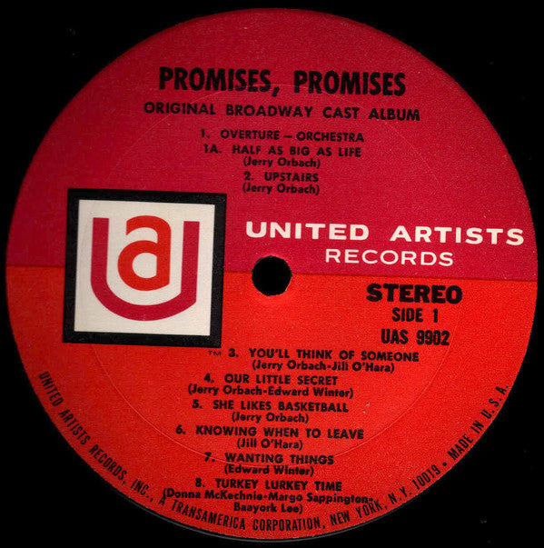 Burt Bacharach , Lyrics By Hal David / Starring Jerry Orbach, Jill O'Hara, Edward Winter , Presented By David Merrick  - Promises, Promises (Original Broadway Cast Album) (LP) (G+) - Endless Media