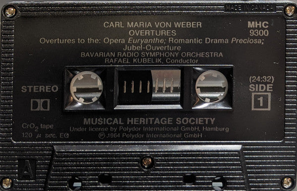 Carl Maria von Weber, Symphonie-Orchester Des Bayerischen Rundfunks, Rafael Kubelik - Overtures (Cassette) (NM or M-) - Endless Media