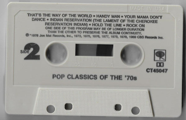 Various - Pop Classics Of The 70's (Cassette) (VG+) - Endless Media