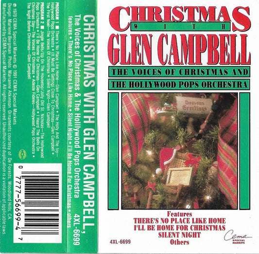 Glen Campbell And Hollywood Pops Orchestra With The Voices Of Christmas - Christmas With Glen Campbell (Cassette) (VG+) - Endless Media