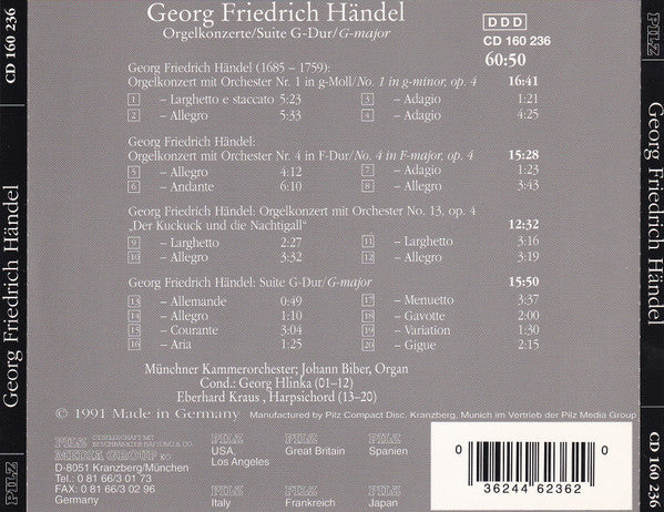 Georg Friedrich Händel - Orgelkonzerte (CD) (VG+) - Endless Media