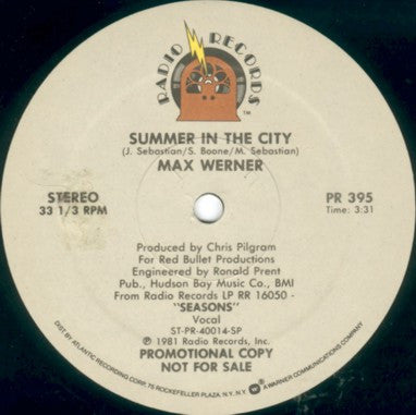 Max Werner - Summer In The City / Cosmic Winter (We'll Make It To Mars) (12") (VG+) - Endless Media