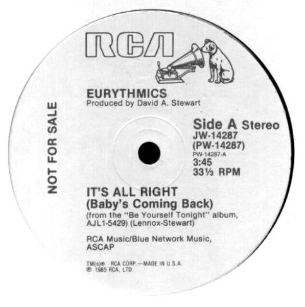 Eurythmics - It's Alright (Baby's Coming Back) (12") (VG+) - Endless Media