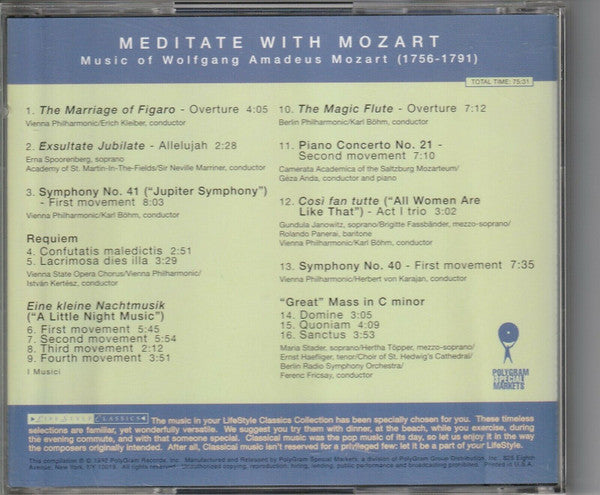 Various - Meditate With Mozart (CD) (NM or M-) - Endless Media