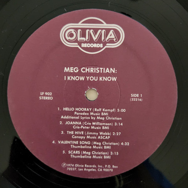 Meg Christian - I Know You Know (LP) (VG+) - Endless Media