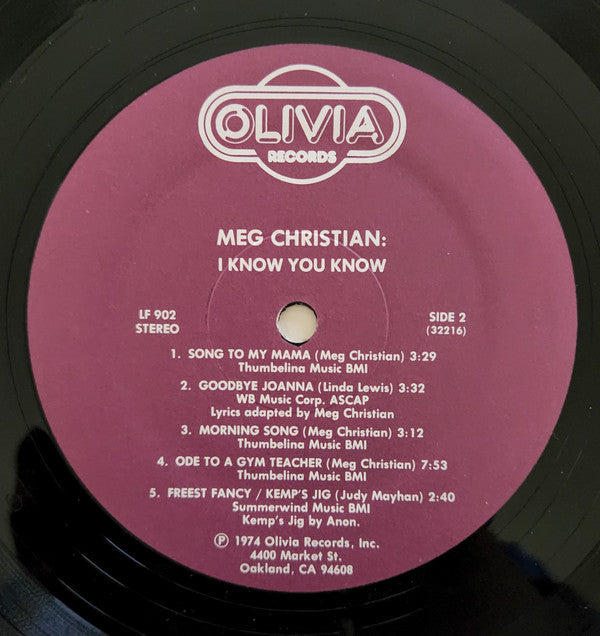 Meg Christian - I Know You Know (LP) (VG+) - Endless Media