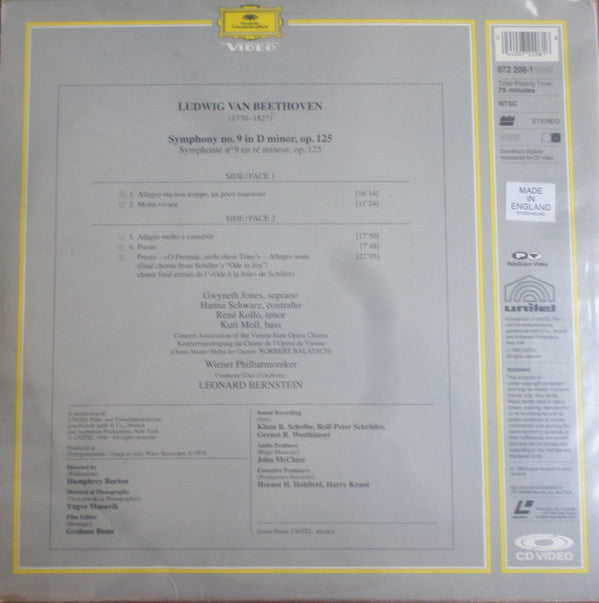 Leonard Bernstein, Wiener Philharmoniker, Ludwig van Beethoven : Symphony No.9 (CDV, 12", RM)