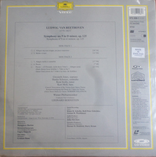 Leonard Bernstein, Wiener Philharmoniker, Ludwig van Beethoven - Symphony No.9 (CDV) (VG) - Endless Media