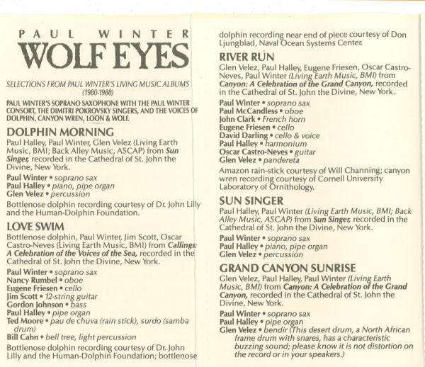 Paul Winter  - Wolf Eyes (Cassette) (NM or M-) - Endless Media